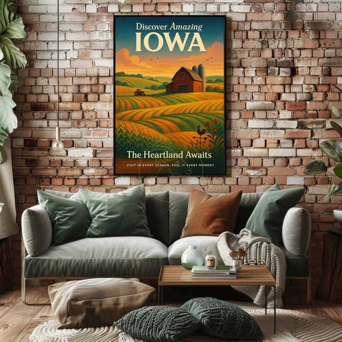 Iowa Heartland Vintage Travel Poster