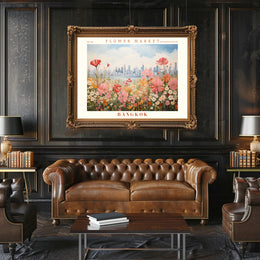 Bangkok Flower Market Artistic Urban Cityscape Poster