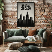 Bold Black-and-White Chicago Skyline Urban or Cityscape Poster