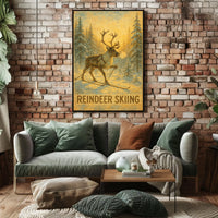 Reindeer Skiing Adventure Poster