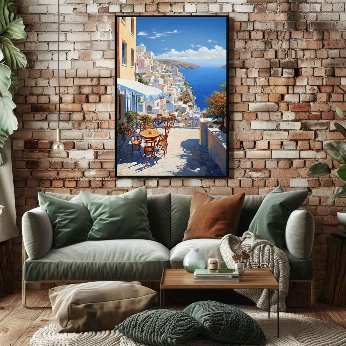 Santorini Coastal Paradise Scene: Travel Poster