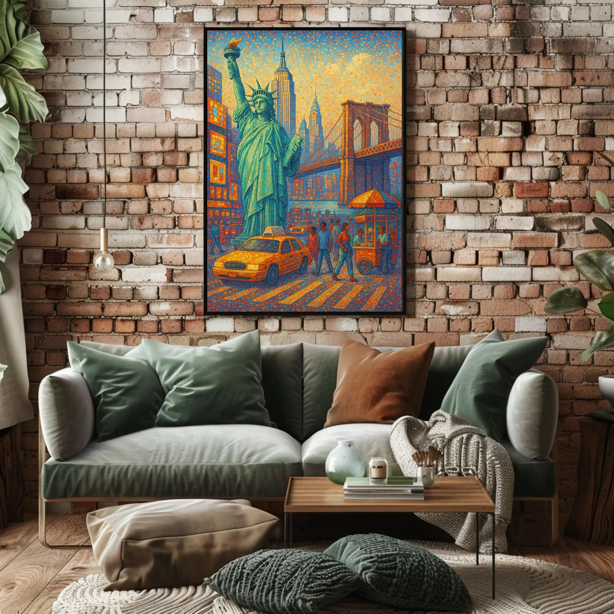 New York City Poster Abstract Mosaic Colorful Wall Art