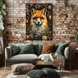 Fox Among Blossoms: Detailed Wildlife Art Animal Poster
