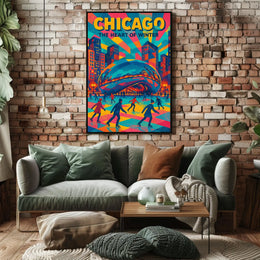 Chicago City Winter Heart Of The City Scene Poster