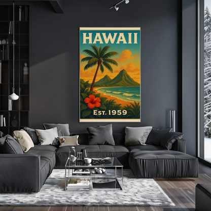 Hawaii Coastline Hibiscus Sunset View Poster