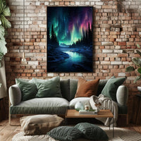 Aurora Borealis Over A Winter Landscape Poster