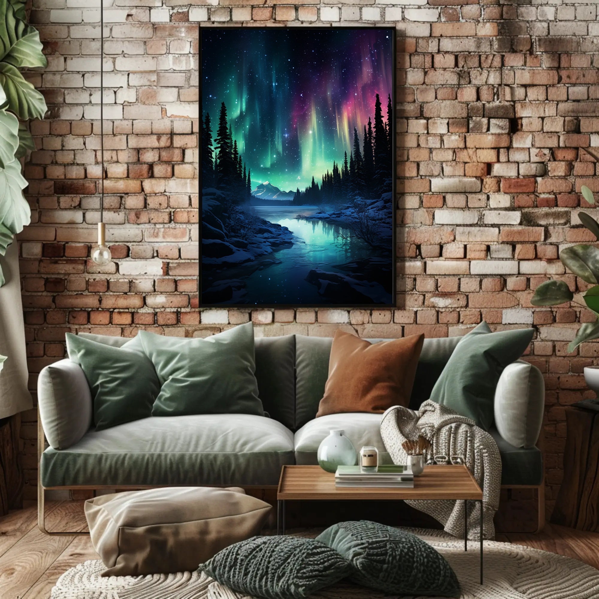 Aurora Borealis Over A Winter Landscape Poster