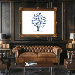 Minimalist Blue Tree Modern Art Poster