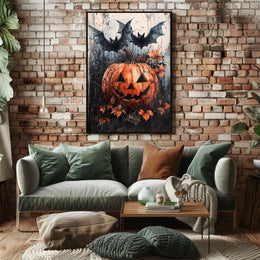 Spooky Pumpkin Scene Halloween Cultural or Heritage Poster