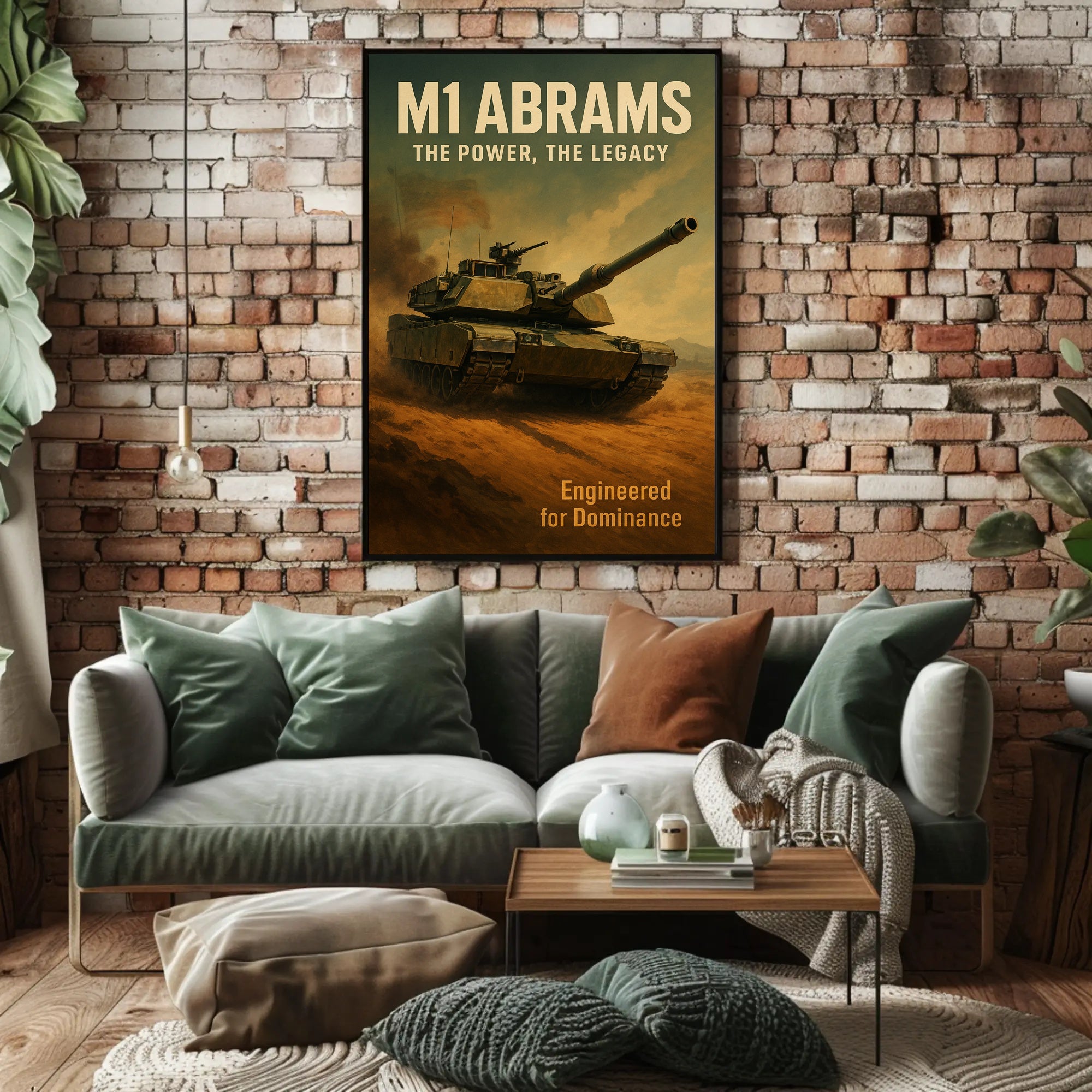 M1 Abrams Military Poster Vintage Tank Wall Art