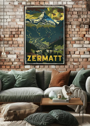 Matterhorn Scenic Travel Poster with Vintage Retro Design
