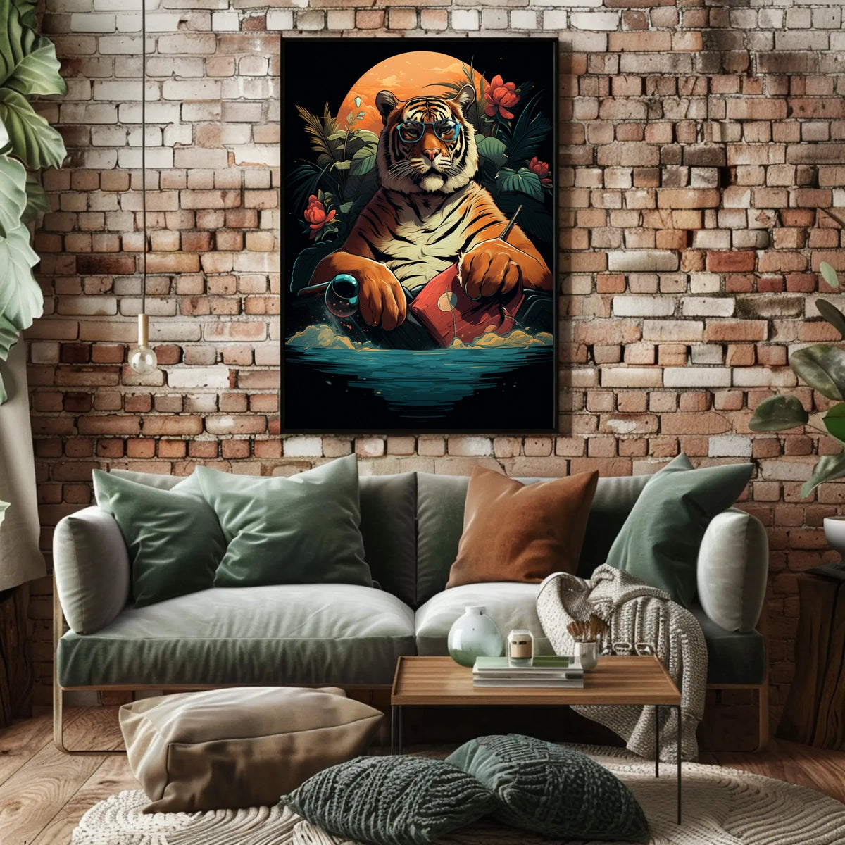 Cool Sunglasses Tiger Art Print Animal Poster
