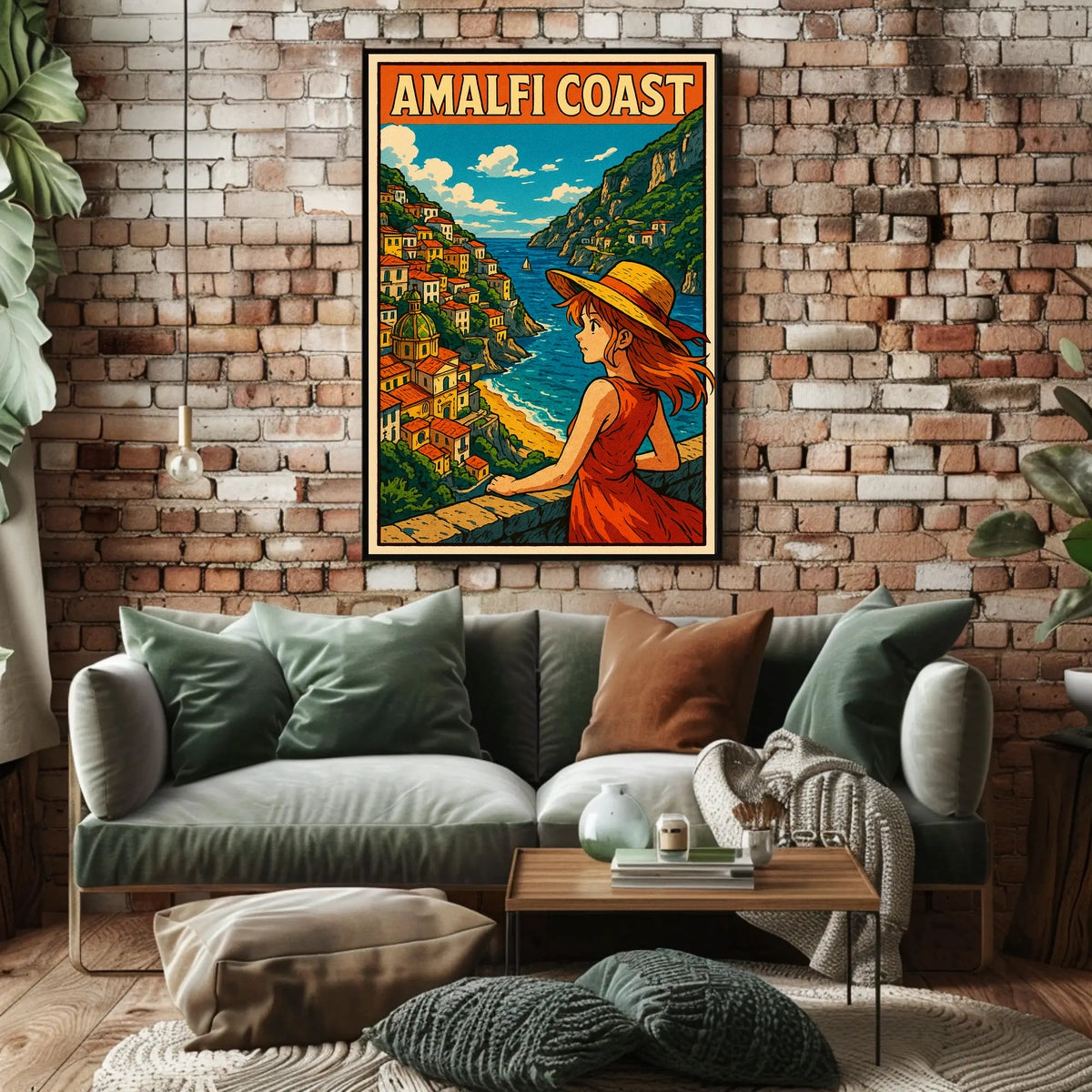 Amalfi Coast Illustration Poster Museum Quality Print