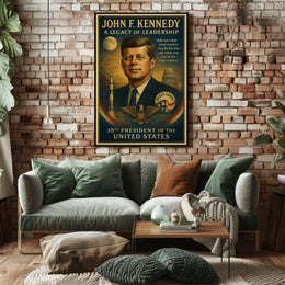JFK Legacy Patriotic Leadership Vintage Art Poster