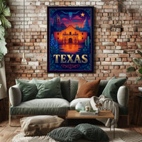 Texas Heritage Poster Vintage Travel Wall Art