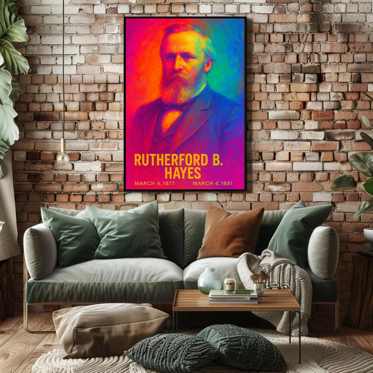 Rutherford B. Hayes 19th President of the United States Neon Gradient Overlay Poster