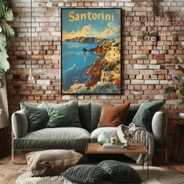Santorini Escape: Aegean Serenity with Sailboats Poster