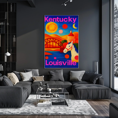 Kansas City Missouri Riverfront Sunset Cityscape Travel Poster
