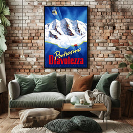Pontresina Diavolezza Vintage Travel Adventure Poster PosterGoat