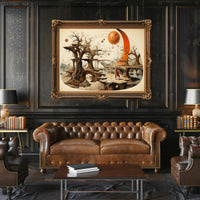 Mystical Exploration in Surreal Extraterrestrial Landscape Fantasy Poster