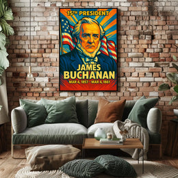 James Buchanan 15th President of the United States Colorful Comic Book Style Poster