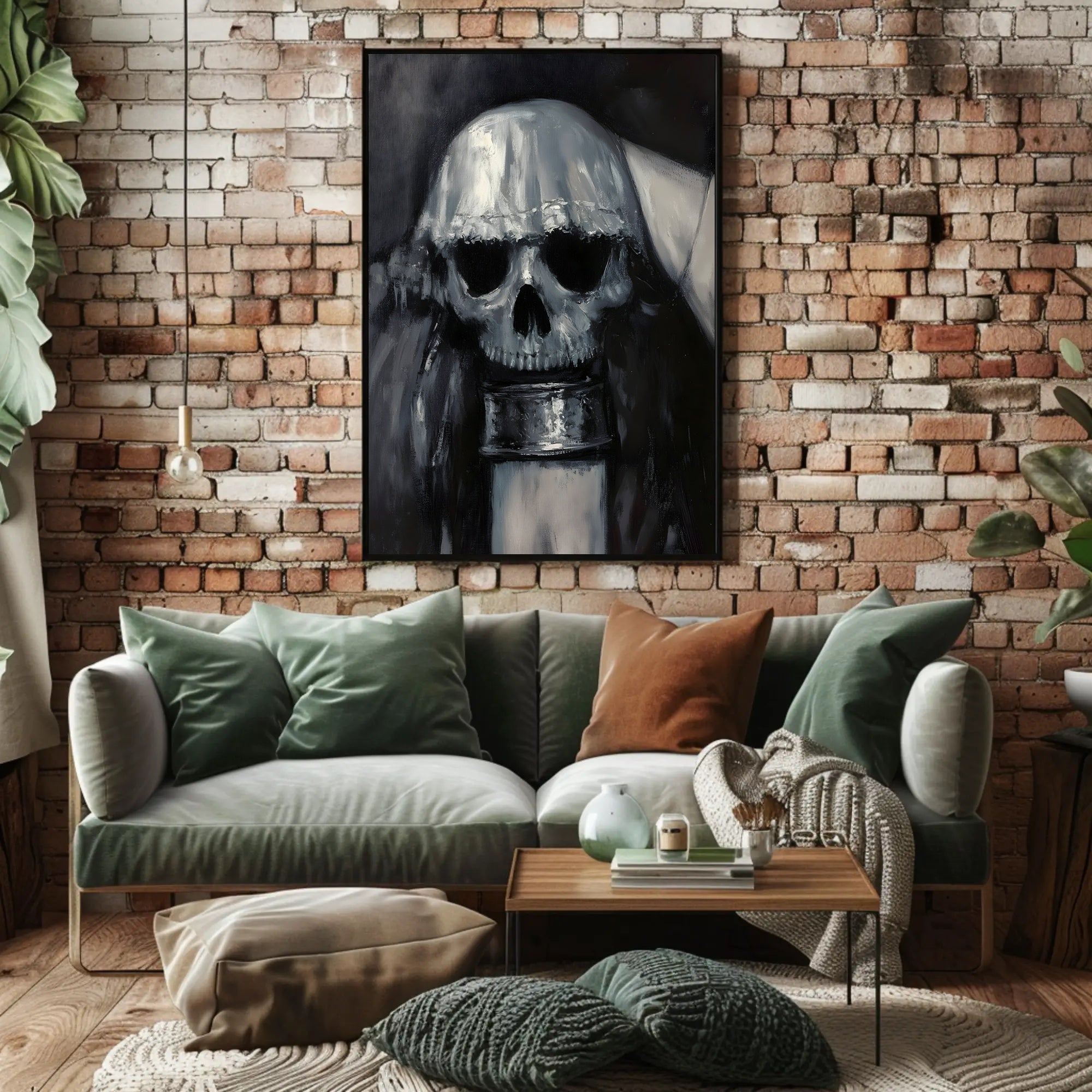 Eerie Skull Monochrome Artwork in Abstract or Artistic Poster PosterGoat