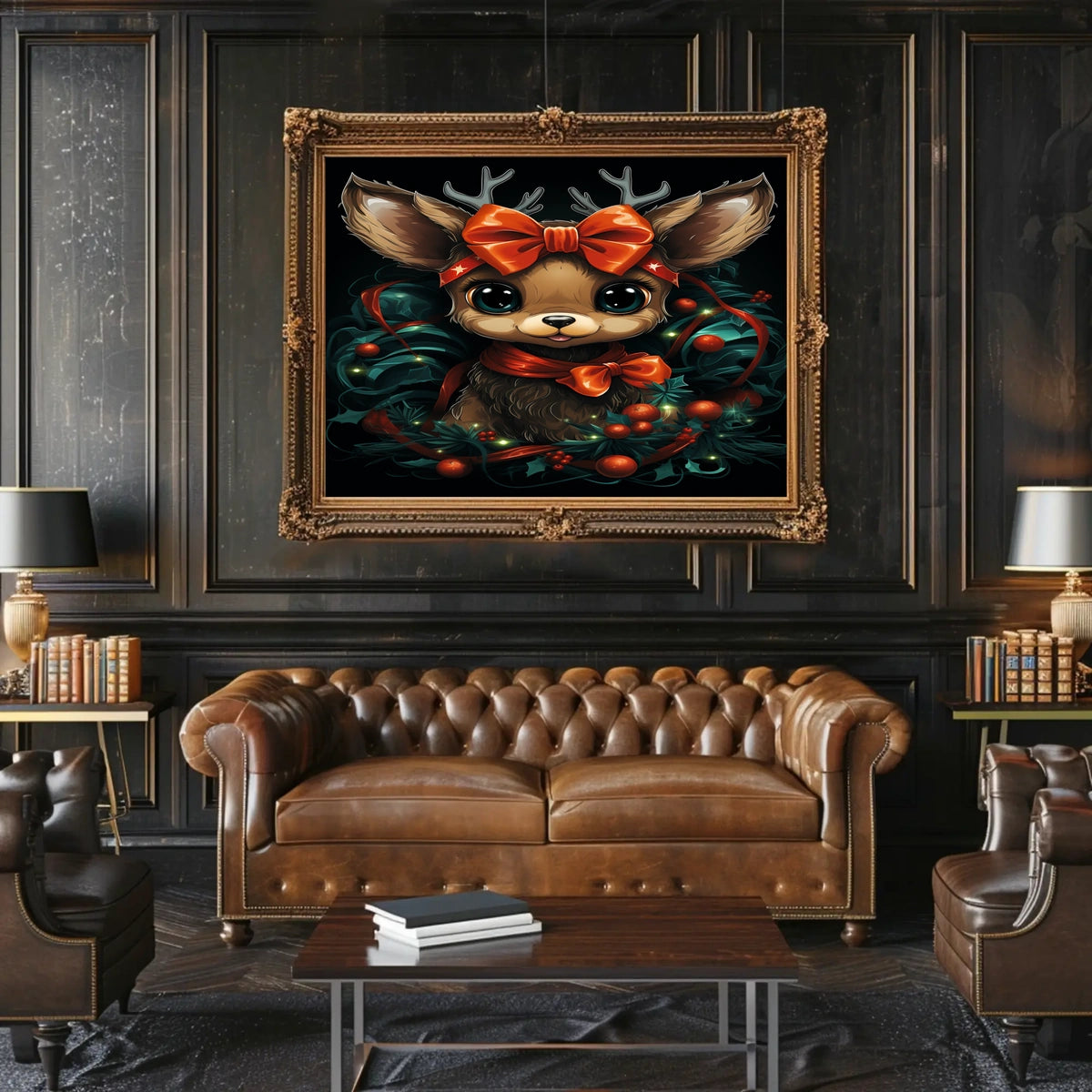 Festive Reindeer Illustration Poster