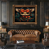 Festive Reindeer Illustration Poster