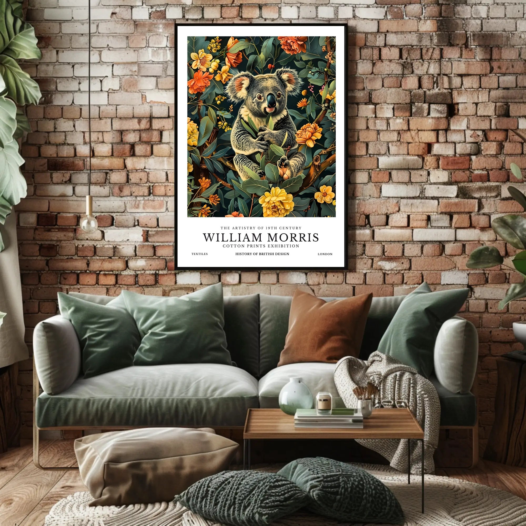 Whimsical Koala Art Poster with Nature-Inspired Design
