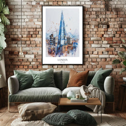 The Shard Watercolor London Urban or Cityscape Poster PosterGoat