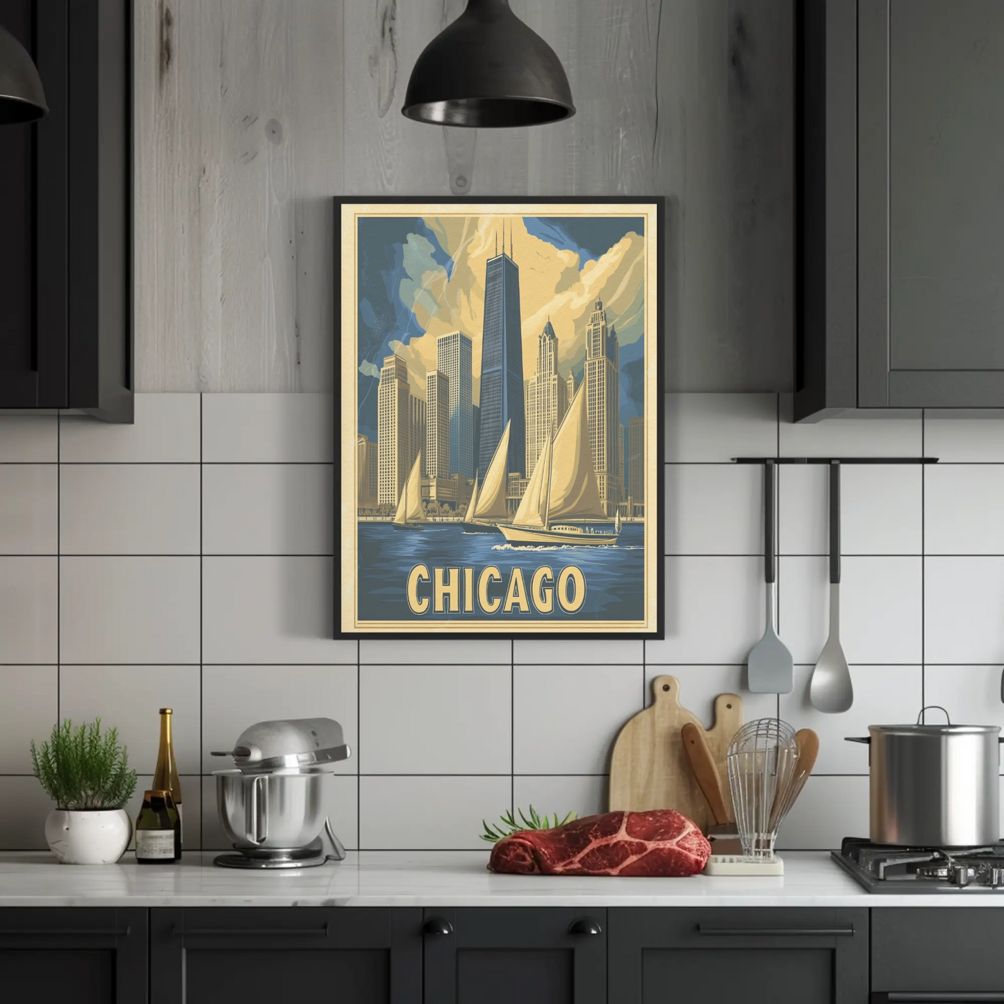 Chicago Skyline with Sailboats