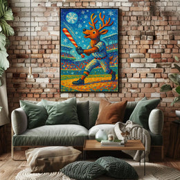 Reindeer At Bat Poster