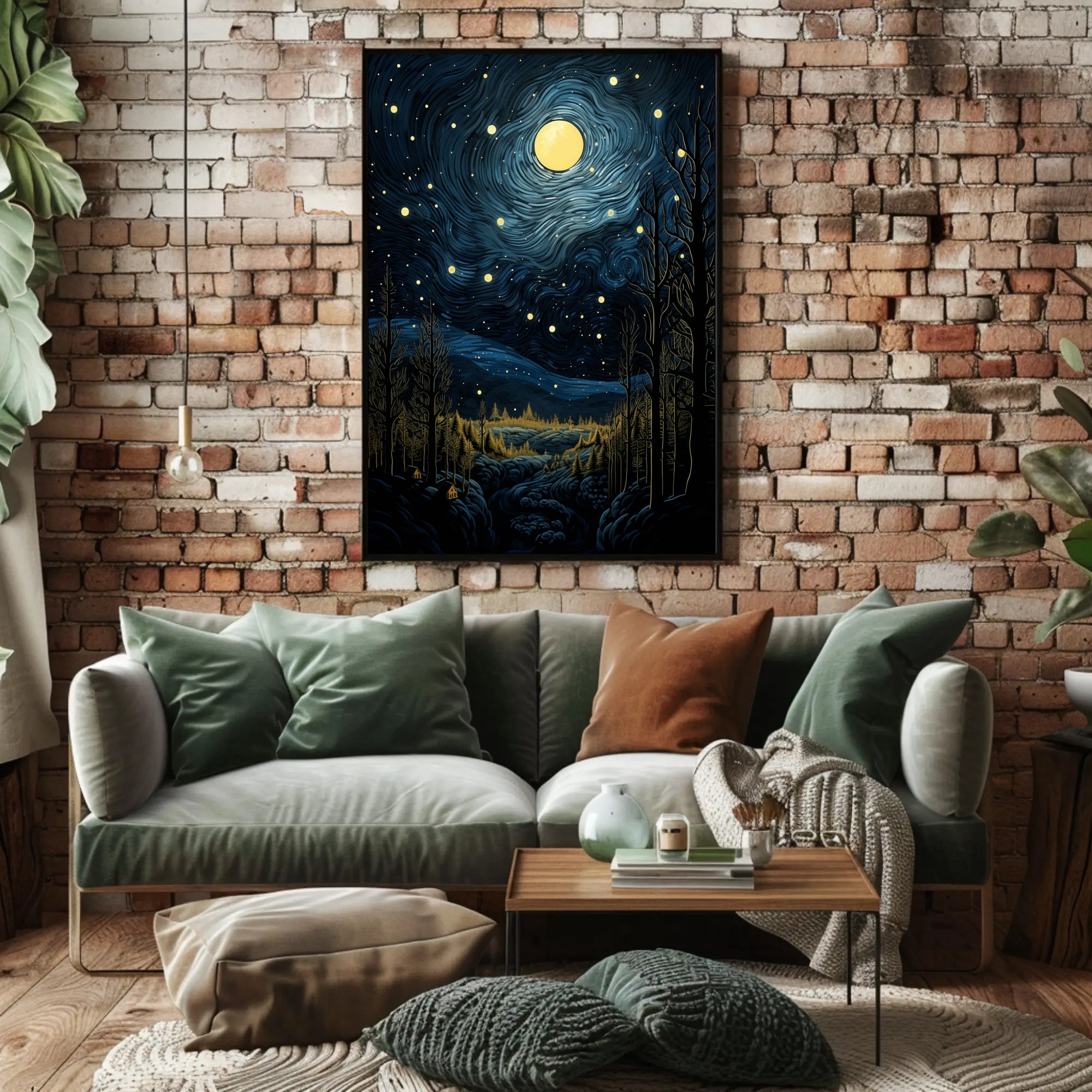 Starry Night Landscape Poster PosterGoat