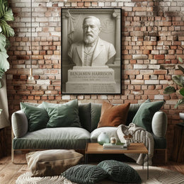 Benjamin Harrison Vintage Marble Presidential Poster