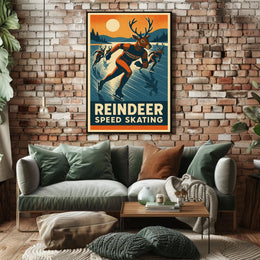 Reindeer Speed Skating Poster