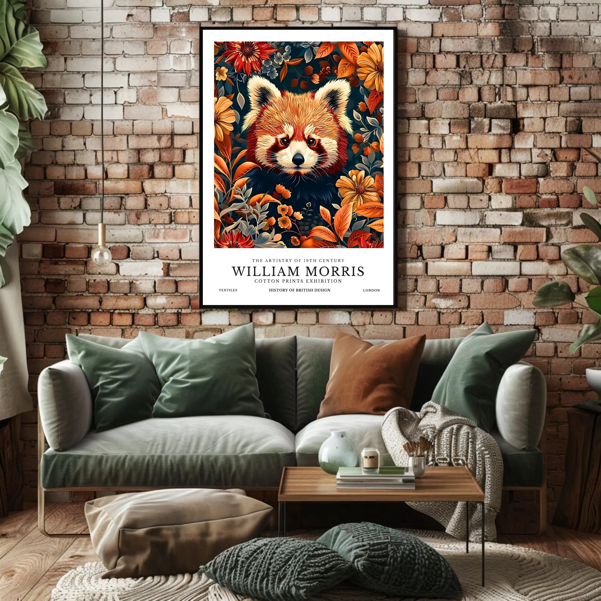 Vibrant Red Panda Nature Illustration Artistic Poster