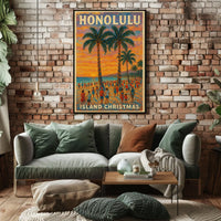 Honolulu Island Christmas Poster