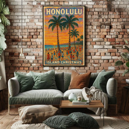 Honolulu Island Christmas Poster