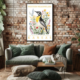 Western Meadowlark Kansas State Bird Art Poster