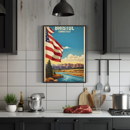 Bristol Connecticut American Scene Art Vintage Travel Poster