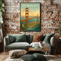 Vintage San Francisco Golden Gate Bridge Travel Poster