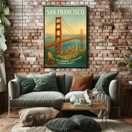 Vintage San Francisco Golden Gate Bridge Travel Poster