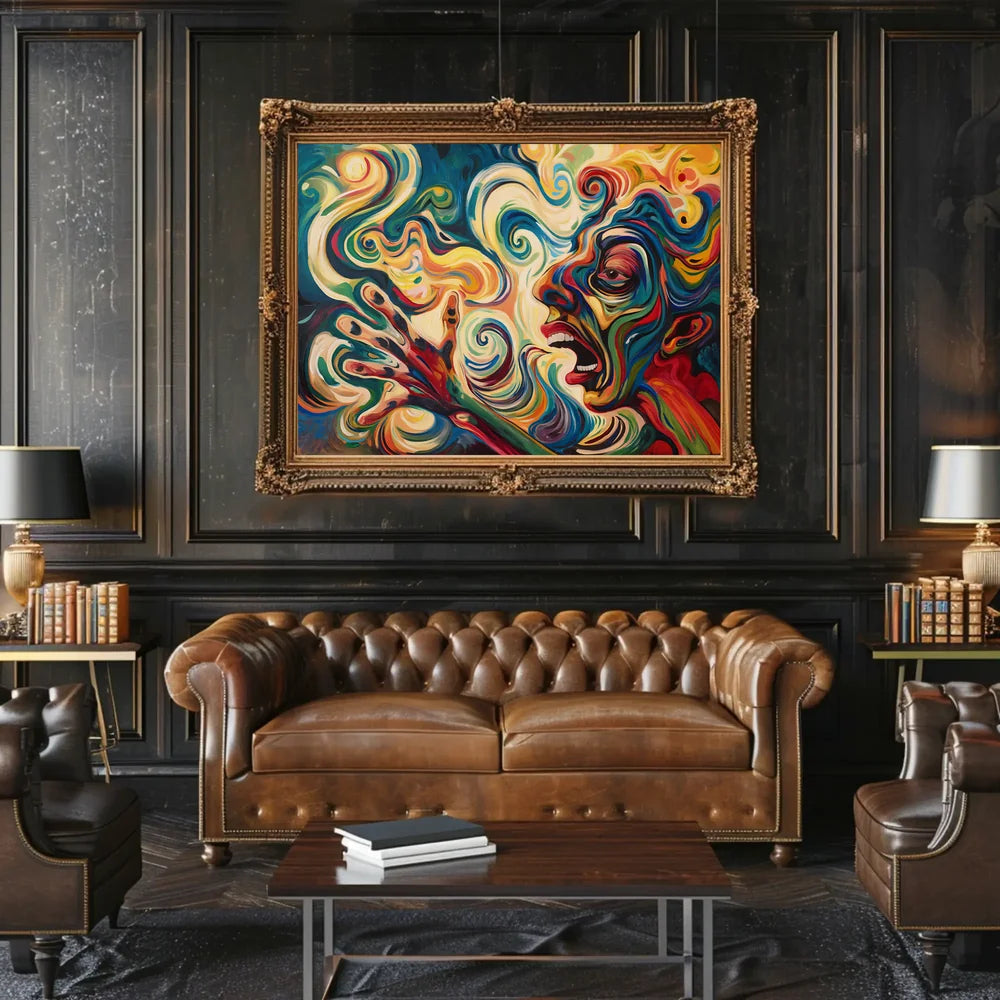 Vivid Abstract Face: Surreal Expression Art Poster