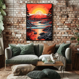 Radiant Mountain Sunset Poster PosterGoat