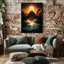 Sunset Over The Pyramids Poster