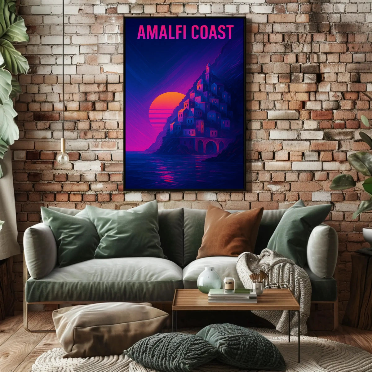 Amalfi Coast Sunset Poster Wall Art 18x24 Scenic Travel