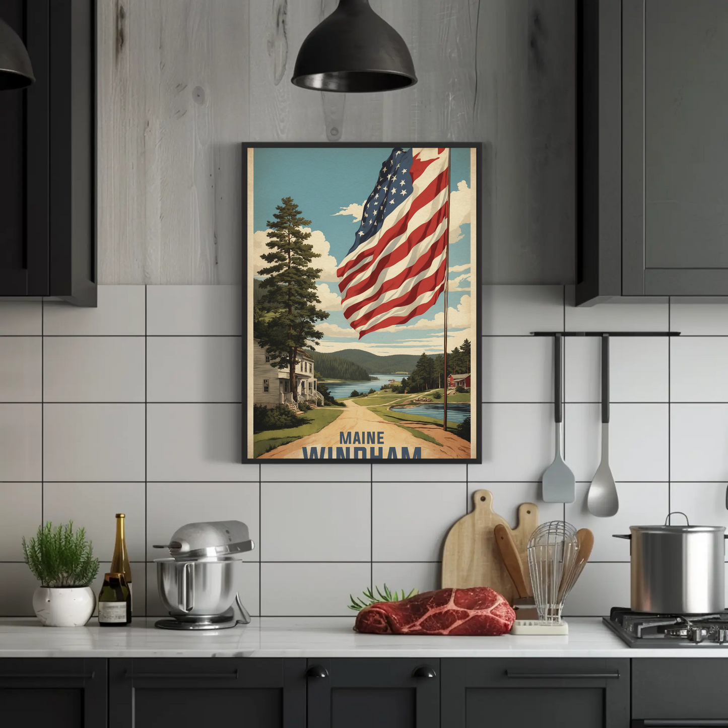 Windham New Hampshire Autumn Riverscape Vintage Travel Poster