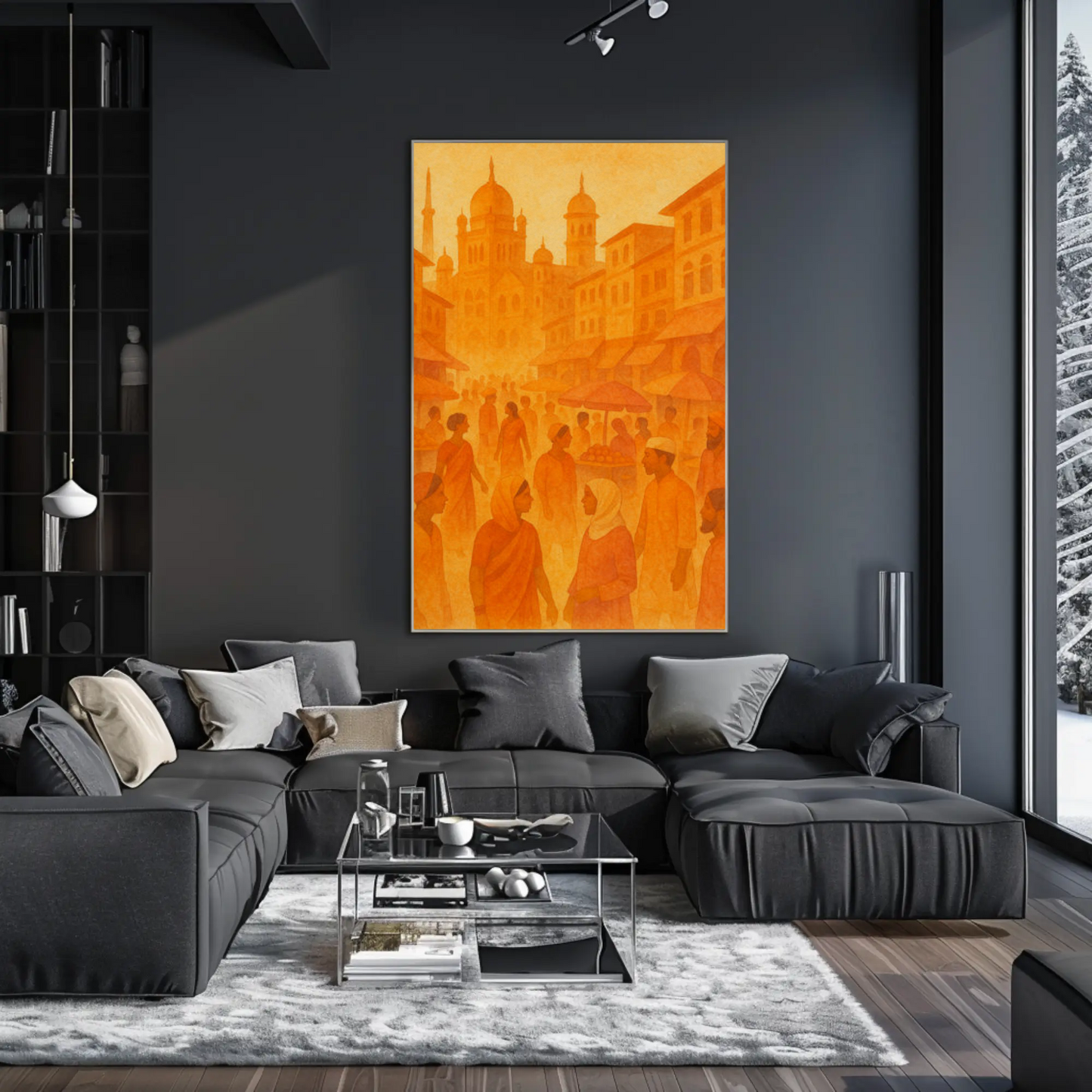 Golden Bazaar Street Scene Travel Poster