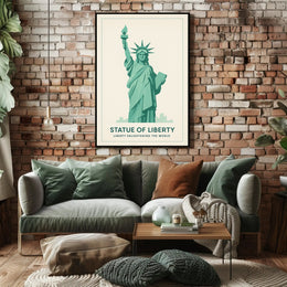 Statue of Liberty Teal Minimalist Artistic Poster PosterGoat