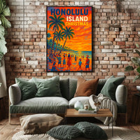 Honolulu Island Christmas Poster